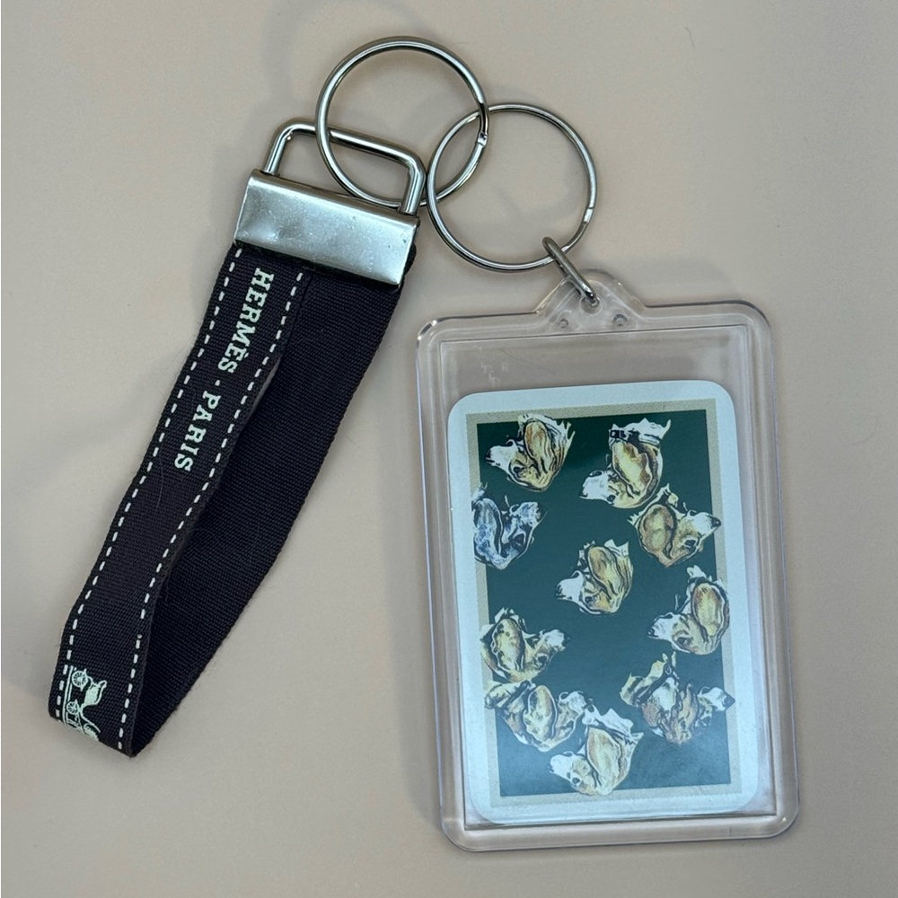 Hermès Paris Mini Dog-Themed Playing Card Keychain Bag Charm - 6 ♠️